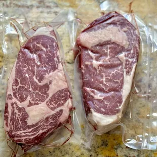 Aged boneless ribeyes...gorgeous cuts &amp; flavor to match!
