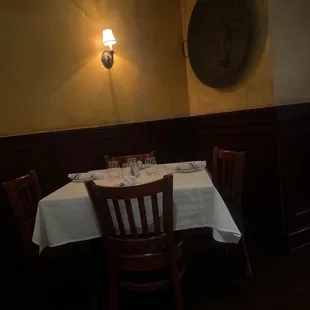 a table and chairs in a restaurant