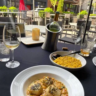 Scallop risotto and truffle cream corn