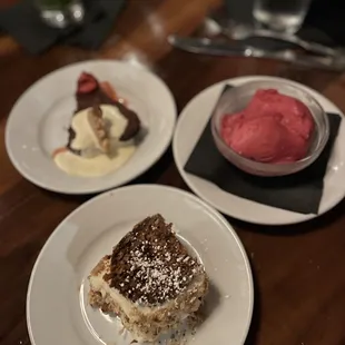 three desserts