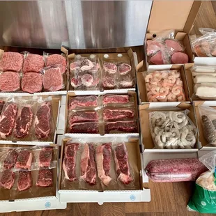 a variety of cuts of meat