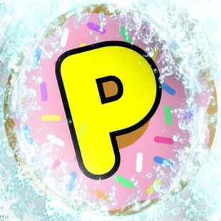 the letter p on a donut with sprinkles