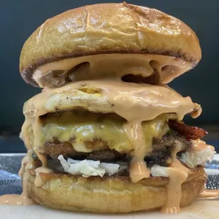 a cheeseburger with bacon and cheese