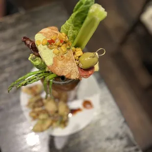 Bloody Mary with an empanada on top