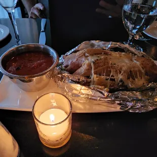 House bread with cheese and sauce