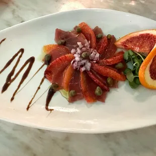 OBX Blood Orange Tuna Carpaccio