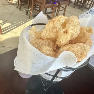 Chicharron (Pork skins) with salsa