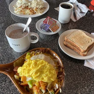 Back is the country Benedict and front is the veggie skillet