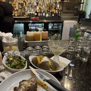 Bar area with my amazing dinner