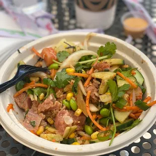 a bowl of food on a table