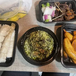 Bobolo, Ndole and Plantains, Prime Brisket Soya