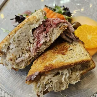 Prime rib ruben sandwich