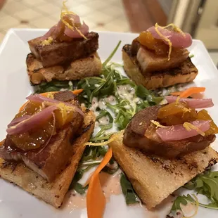 Pork belly on toast