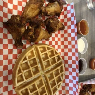 Chicken and waffles Sunday menu