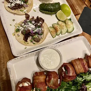 Prime skirt steak tacos and J-Poppers with Knolle farm cheese inside!