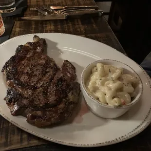 Prime Ribeye with lobster pasta and cheese