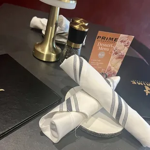 folded napkins on a table