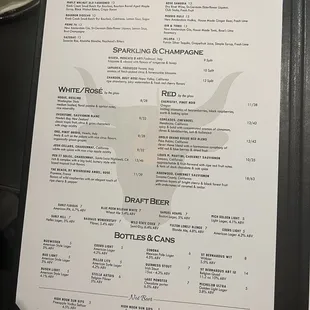 the menu and prices