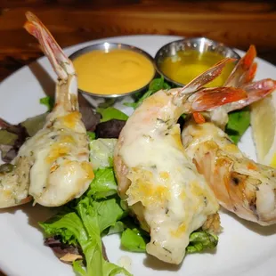 Crab Stuffed Jumbo Prawns, $18 - 1 Stars