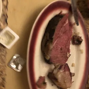 Prime rib-ordered rare but a bit over rare