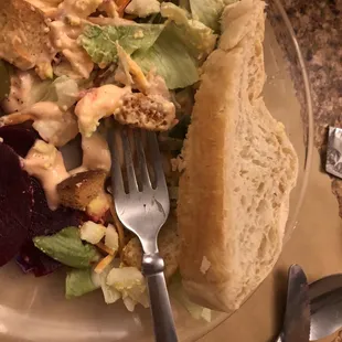 Salad with warm bread