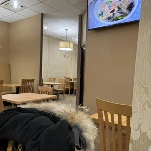 a television in a restaurant