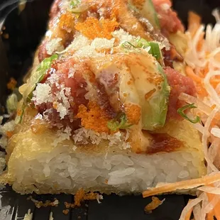Crunchy rice tuna appetizer, delicious