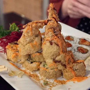 a close up of a plate of food