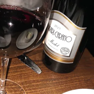 a glass of wine and a bottle of wine