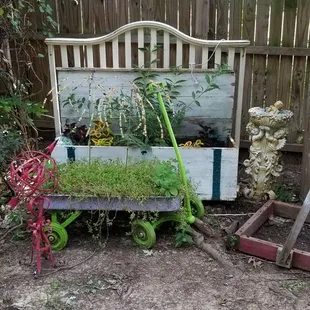 bed head board and large wooden box