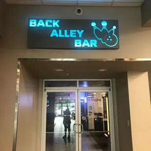 entrance to back alley bar