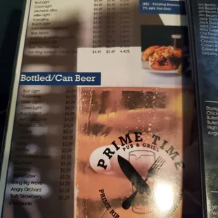 Beer menu