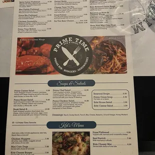 Menu reverse side