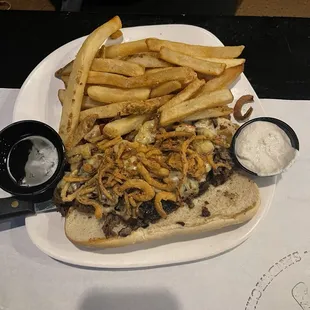 The prime dip with onions and peppers