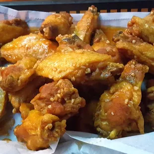 20 Medium Garlic chicken wings. Be on the lookout for legless chickens!