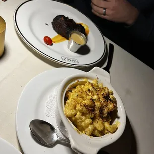 Lobster mac &amp; cheese, steak