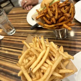 Fries and sweet potato fries-extra charge to add to your burger