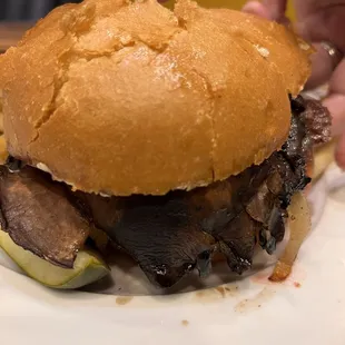 Huge portobello mushroom fills the entire top