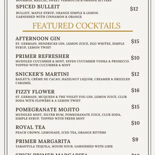 Cocktail Menu