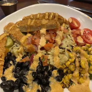 Buddha bowl with sauce