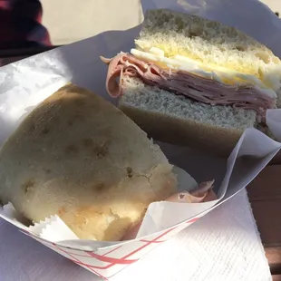 Mortadella on focaccia. My son loves the Mortadella too!