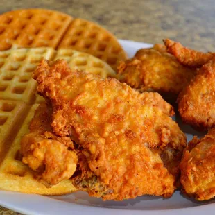 Chicken and Waffles (ask for a Tender substitution if you&apos;d like boneless)