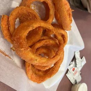 $12 onion rings with a small coke