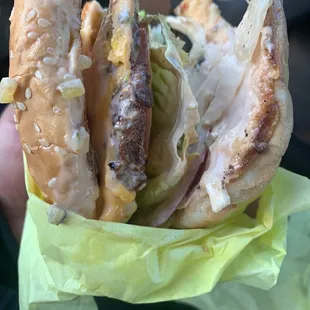 I ordered #2 double cheeseburger one for me n my boss when I get to the job site this what I take my first bite to