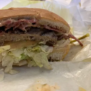 a half eaten sandwich
