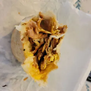 the inside of a burrito