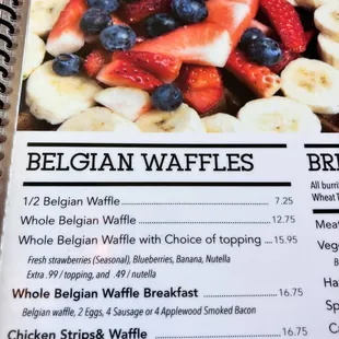 a menu for breakfast