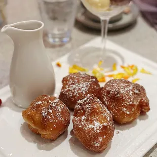 Affogato served with zeppoles