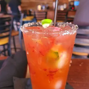 Special request of fresh strawberries margarita! Yum.