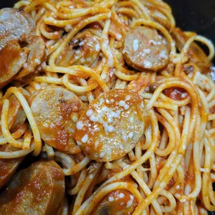 Spaghetti with sausage